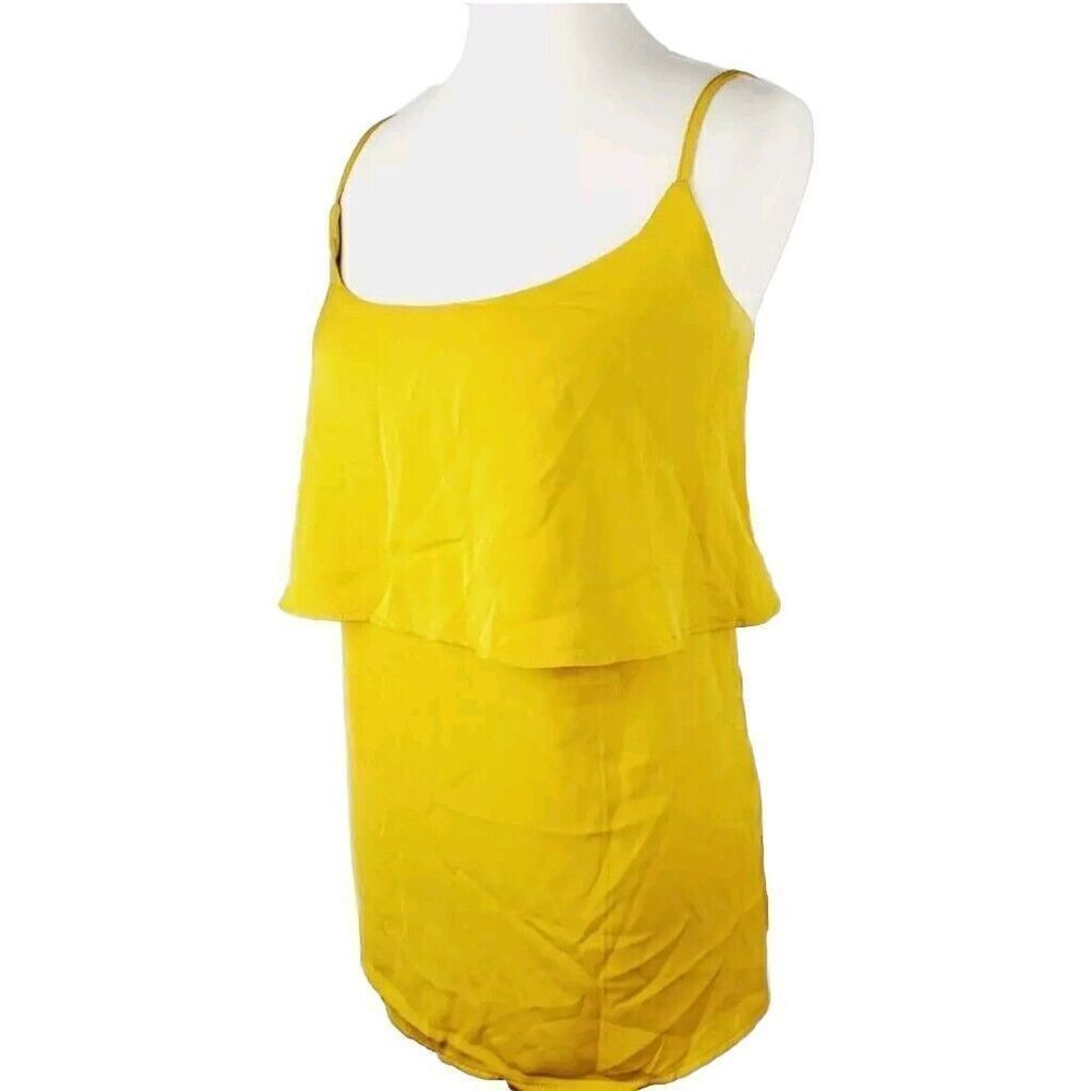City Chic Tiered Cami Tank Top Sweet Gold Mustard Spaghetti Strap Women Plus 16